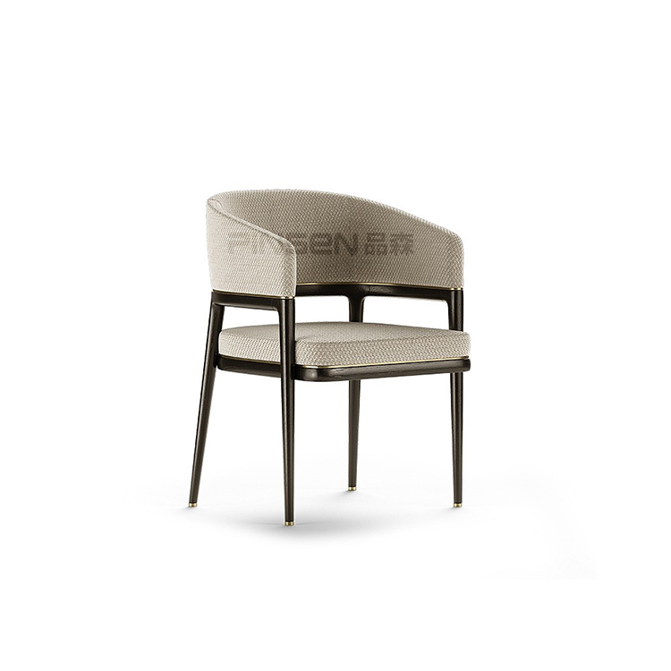 輕奢實(shí)木棉麻餐椅