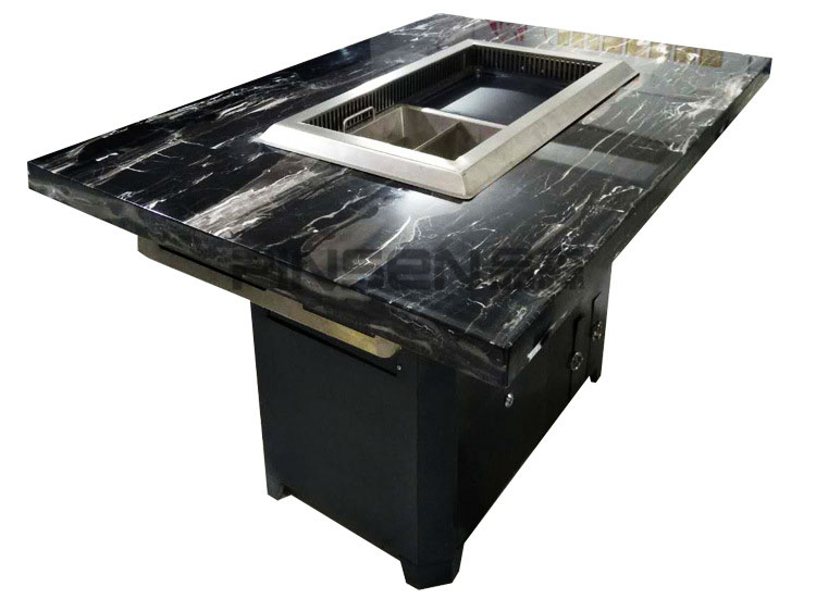 下沉式大理石自?xún)艋療o(wú)煙火鍋燒烤一體桌