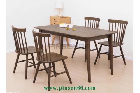 原木色簡(jiǎn)約實(shí)木西餐廳桌椅組合