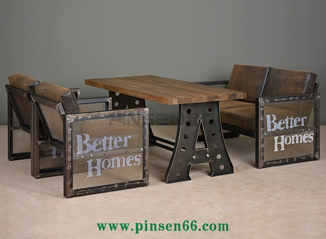 復古工業(yè)風鐵藝卡座沙發(fā)