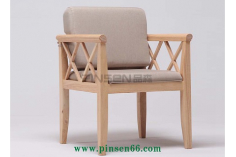 美式田園風實木軟包單人卡座沙發(fā)